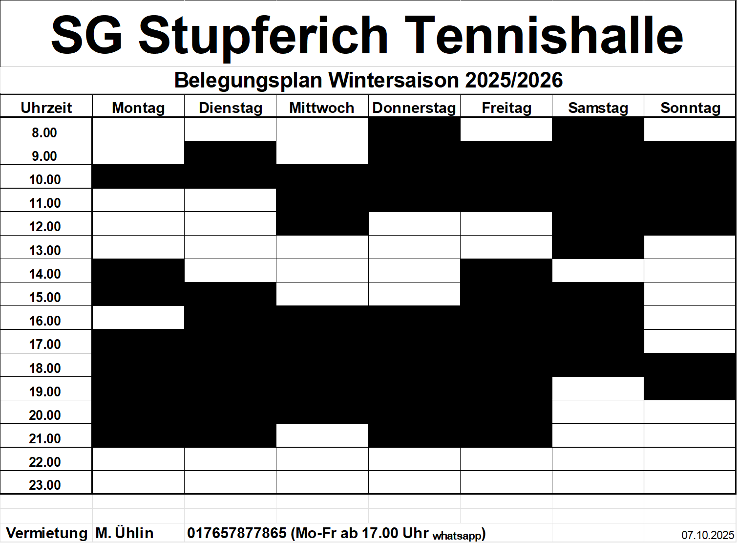 Hallenbelegung Winter 2025 26